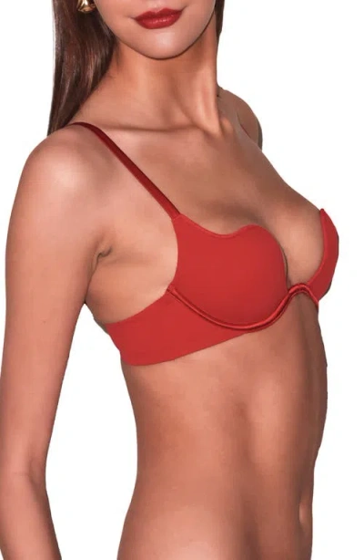 Fleur Du Mal Le Stretch U-neck Underwire Plunge Bra In Red
