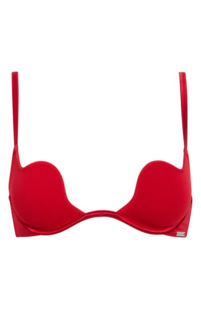 Fleur Du Mal Le Stretch U-neck Underwire Plunge Bra In Red
