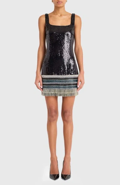 Amanda Uprichard Augustine Sequin Minidress In Black