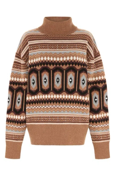 Aligne Christine Fairisle Pullover In Brown