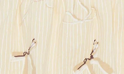 Tiny Tribe Stripe Bow Print Cotton Skirted Bodysuit In Neutral