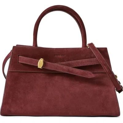 Veronica Beard Dash Belted Suede Shoulder Bag In Brown