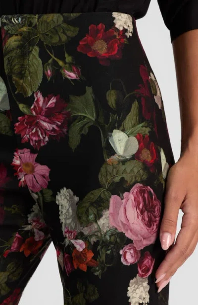 Alice And Olivia Teeny Floral Bootcut Trousers In Black