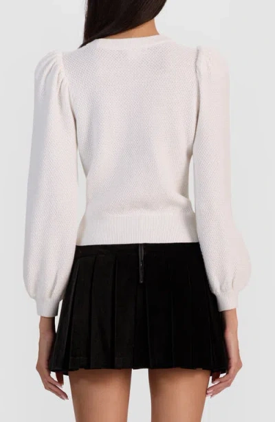 Alice And Olivia Doris Pointelle Puff-sleeve Sweater In Pattern