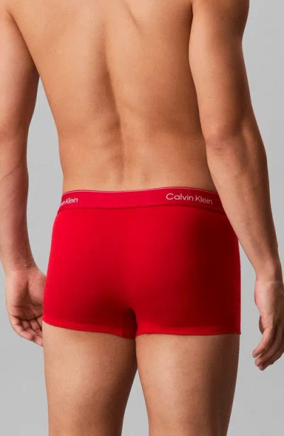 Calvin Klein Icon 3-pack Stretch Cotton Boxer Briefs In Red