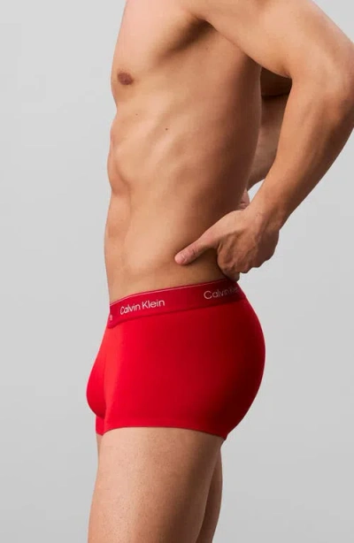 Calvin Klein Icon 3-pack Stretch Cotton Boxer Briefs In Red