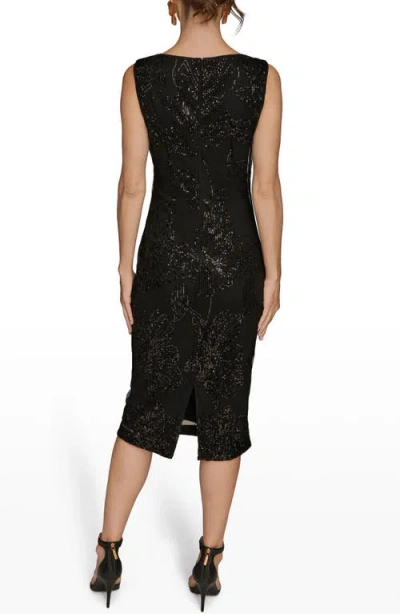 Donna Karan New York Sequin Mesh Midi Dress In Black