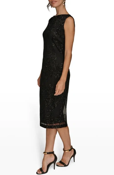 Donna Karan New York Sequin Mesh Midi Dress In Black