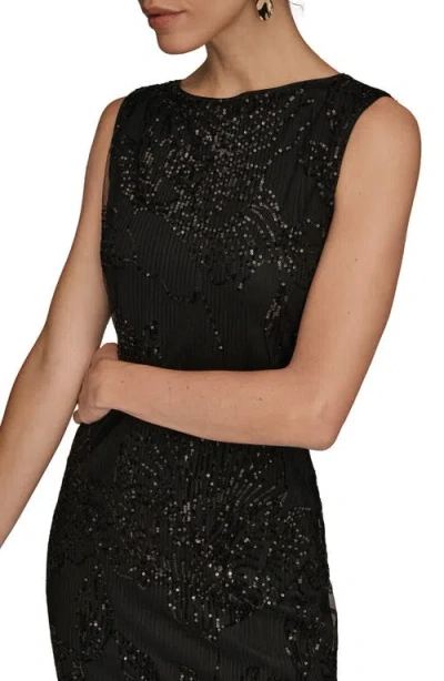 Donna Karan New York Sequin Mesh Midi Dress In Black