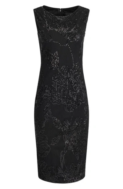 Donna Karan New York Sequin Mesh Midi Dress In Black
