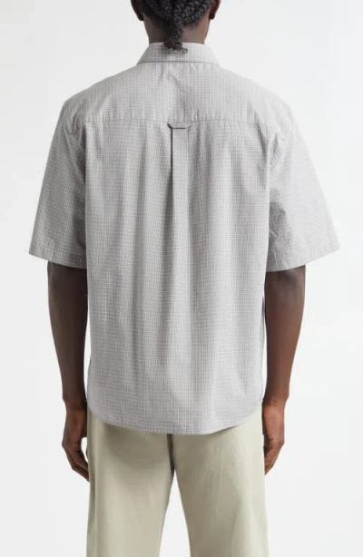 De Bonne Facture Painters Short Sleeve Organic Cotton Button-up Shirt In Gray