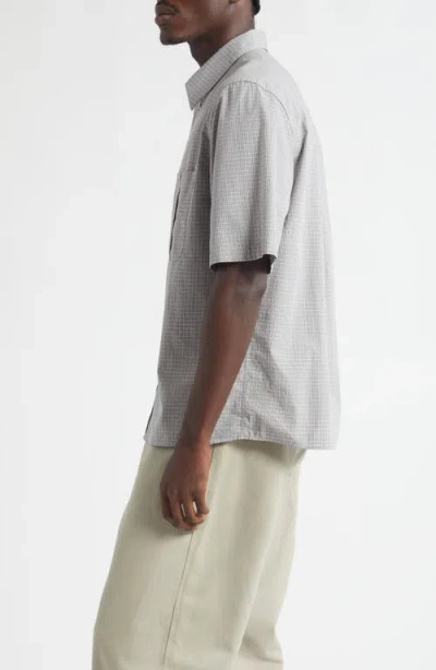 De Bonne Facture Painters Short Sleeve Organic Cotton Button-up Shirt In Gray