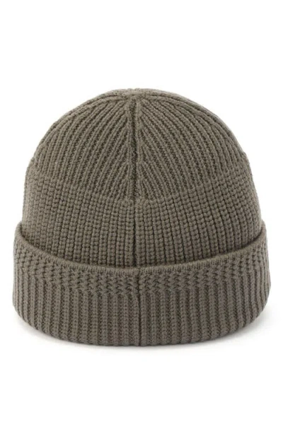 Allsaints Merino Wool Rib Beanie In Green