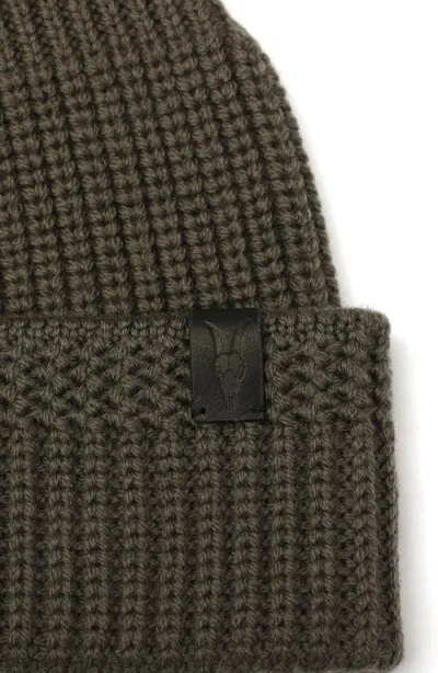Allsaints Merino Wool Rib Beanie In Green