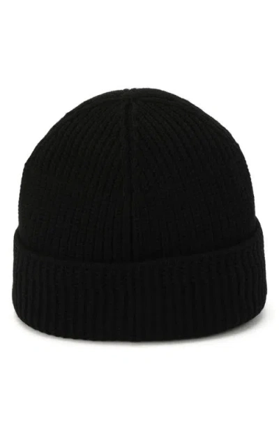 Allsaints Merino Wool Rib Beanie In Black