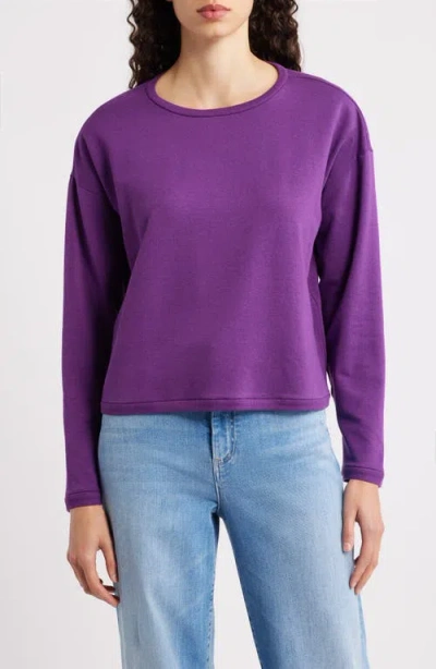 Eileen Fisher Boxy Terry Top In Purple