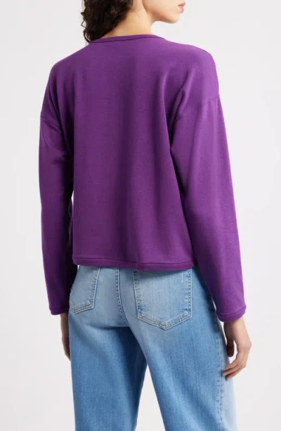Eileen Fisher Boxy Terry Top In Purple