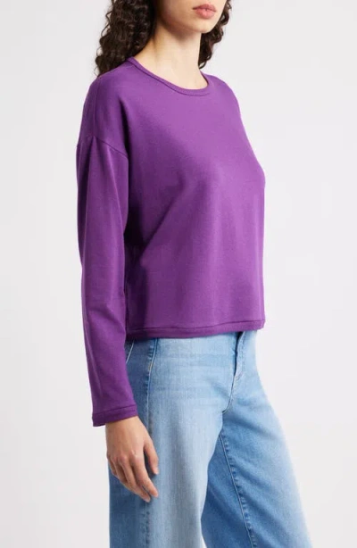 Eileen Fisher Boxy Terry Top In Purple