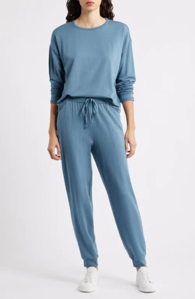 Eileen Fisher Cozy Brushed Terry Hug Jogger Pant In Blue