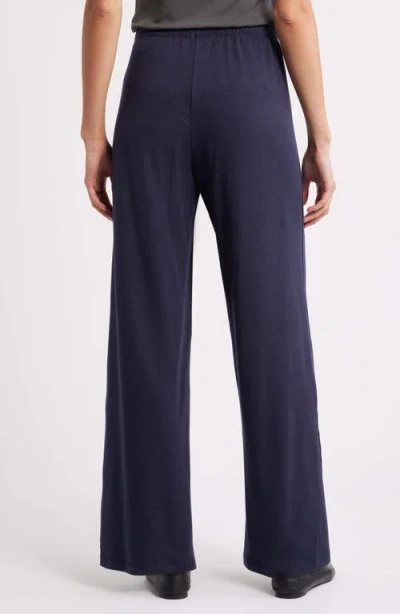 Eileen Fisher Cozy Brushed Terry Straight Pants In Blue