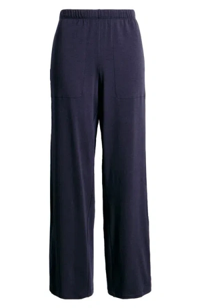 Eileen Fisher Cozy Brushed Terry Straight Pants In Blue