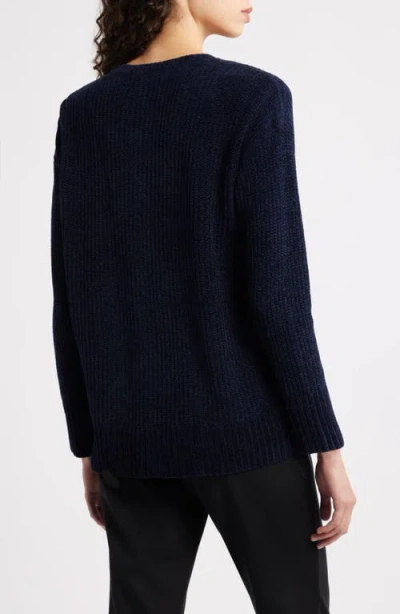 Eileen Fisher Crewneck Cardigan In Blue