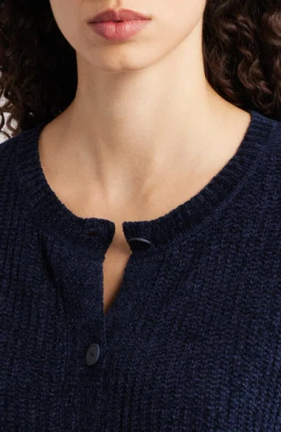Eileen Fisher Crewneck Cardigan In Blue