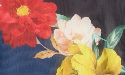 Afrm Kaylee Print Long Sleeve Mesh Top In Black