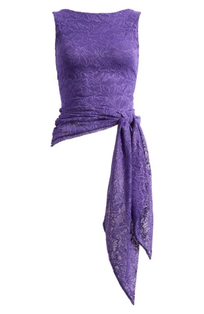 Afrm Batya Backless Lace Top In Blue