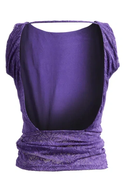 Afrm Batya Backless Lace Top In Blue