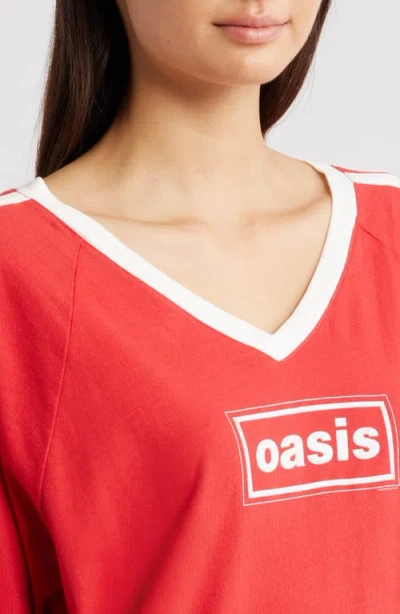 Daydreamer Oasis Long Sleeve Graphic T-shirt In Red