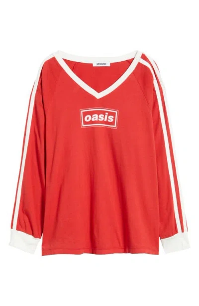 Daydreamer Oasis Long Sleeve Graphic T-shirt In Red