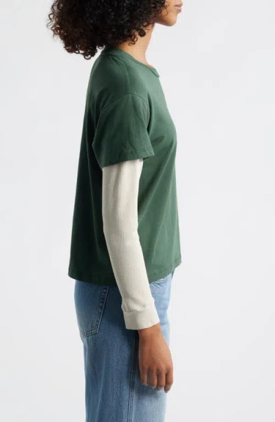 Daydreamer Appliqué Star Layered Long Sleeve T-shirt In Green