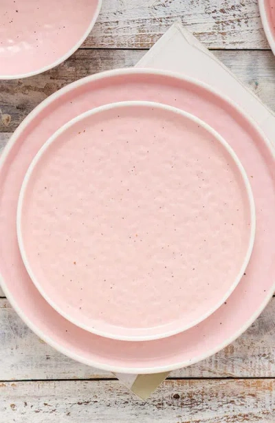 Stone Lain Elena Stoneware 4-piece Dinner Plate Set In Pink