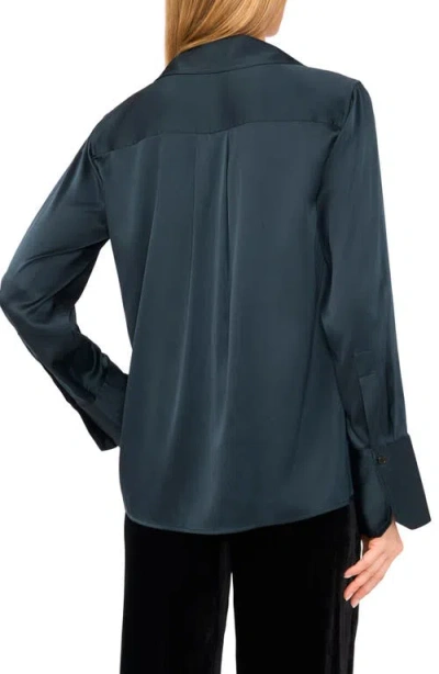 Ted Baker Stretch Satin Button-up Shirt In Blue