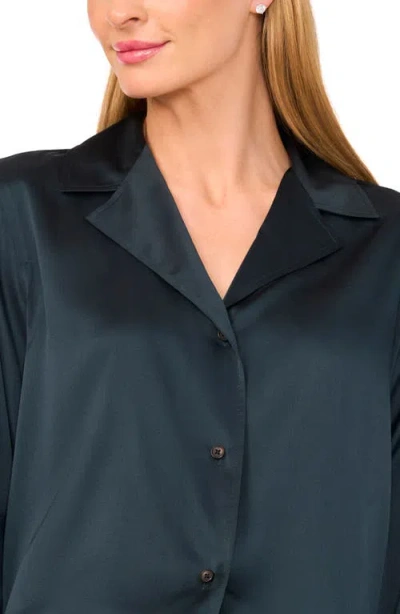 Ted Baker Stretch Satin Button-up Shirt In Blue