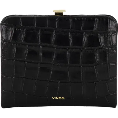 Vince Croc Embossed Frame Wallet In Black