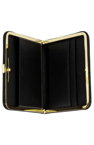 Vince Croc Embossed Frame Wallet In Black