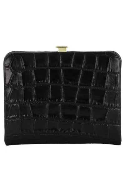 Vince Croc Embossed Frame Wallet In Black