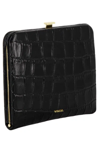 Vince Croc Embossed Frame Wallet In Black