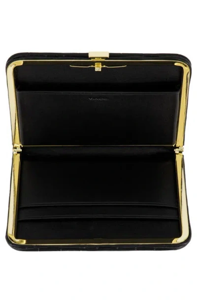 Vince Croc Embossed Frame Wallet In Black