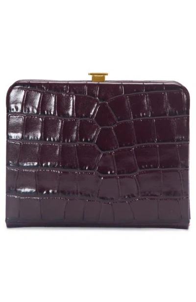 Vince Croc Embossed Frame Wallet In Purple