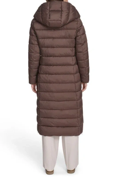 Kenneth Cole New York Water Resistant Stadium Length Quilted Puffer Coat In Brown