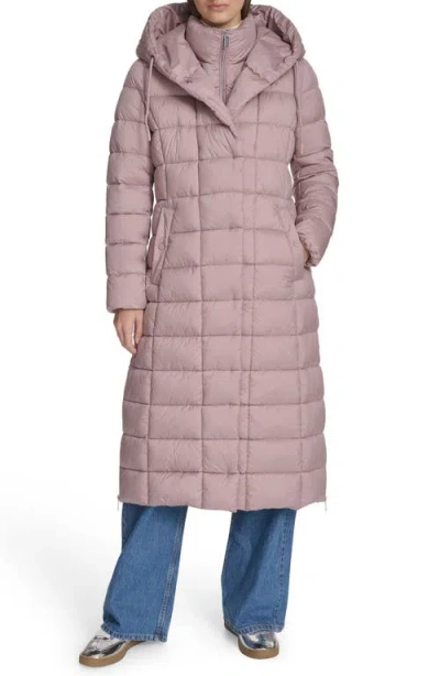 Kenneth Cole New York Water Resistant Stadium Length Quilted Puffer Coat In Pink