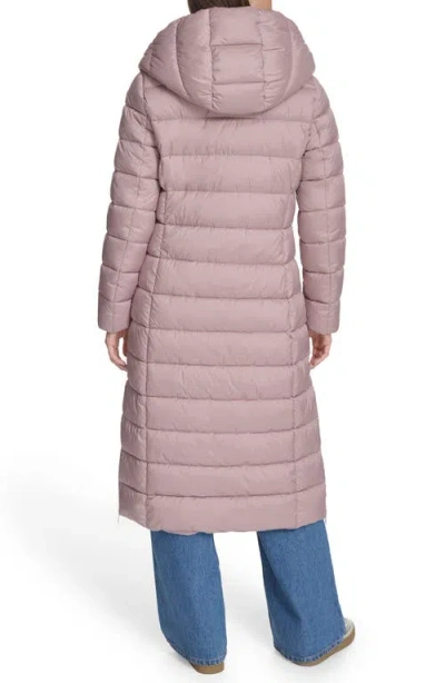 Kenneth Cole New York Water Resistant Stadium Length Quilted Puffer Coat In Pink
