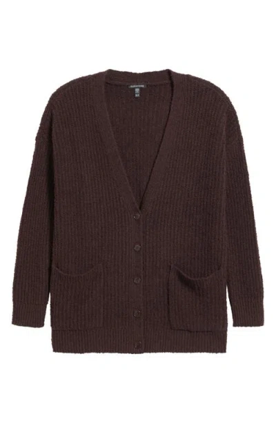 Eileen Fisher Ribbed Boyfriend Cardigan In Purple