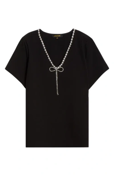 Sugarlips Endisy Embellished Neck Bow Top In Black