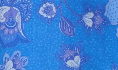 Sugarlips Selma Floral Ruffle Cotton Top In Blue