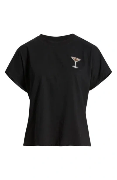 Hugo Boss Boss Orange Emason Rhinestone Embellished Cotton Graphic T-shirt In Black
