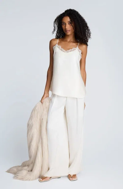 Kenneth Cole Lace Trim Satin Cami In White